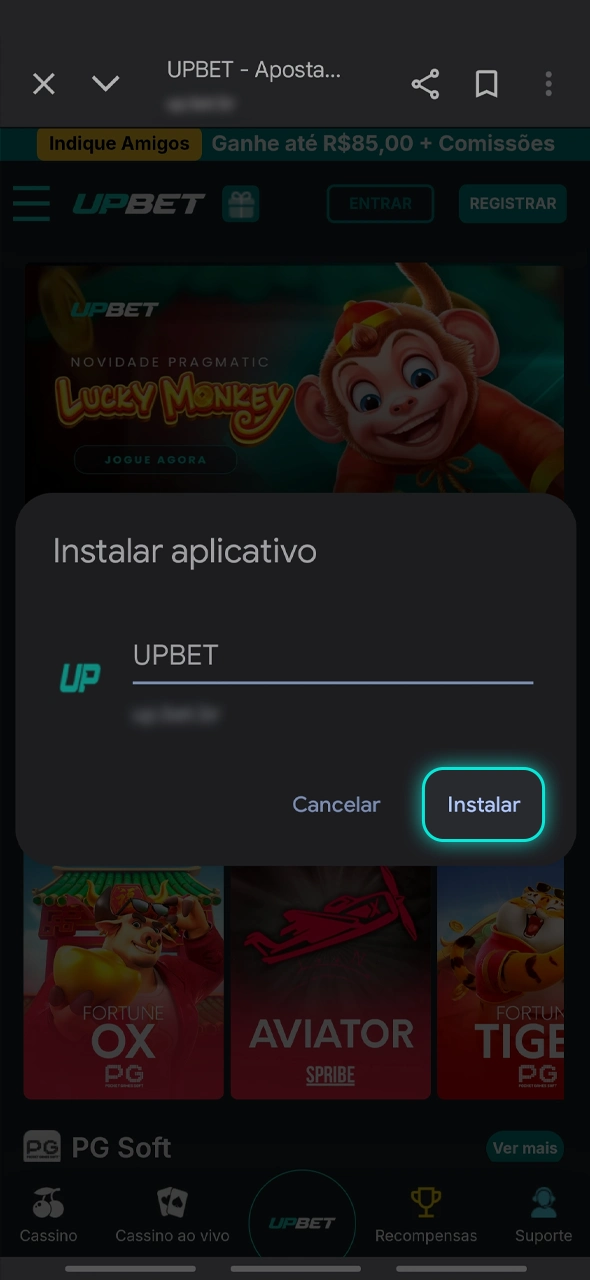 Passos simples para instalar o Upbet em seu telefone.