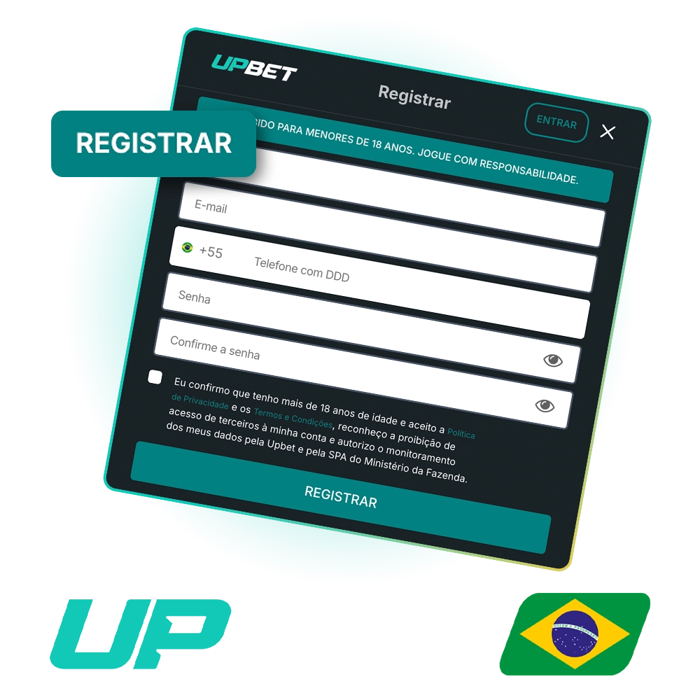 Crie uma conta Upbet e tenha acesso a todos os recursos.