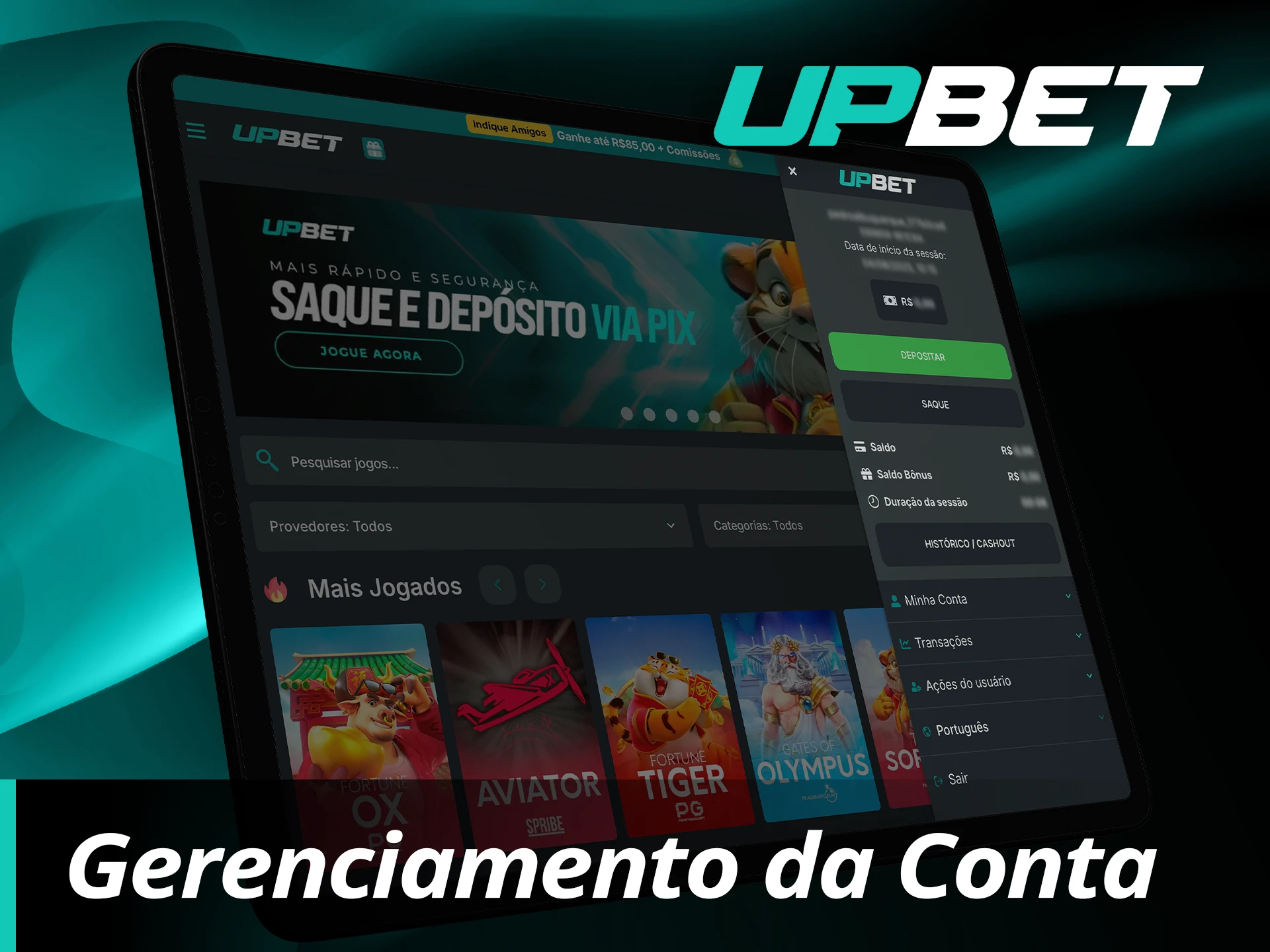 Configure seu perfil na UpBet após o registro.